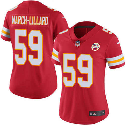Women's Limited Justin March-Lillard Nike Jersey Red - #59 Rush NFL Kansas City Chiefs